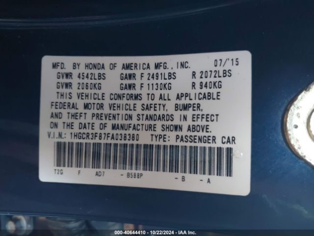 1HGCR3F87FA038380 Honda Accord Ex-l V-6