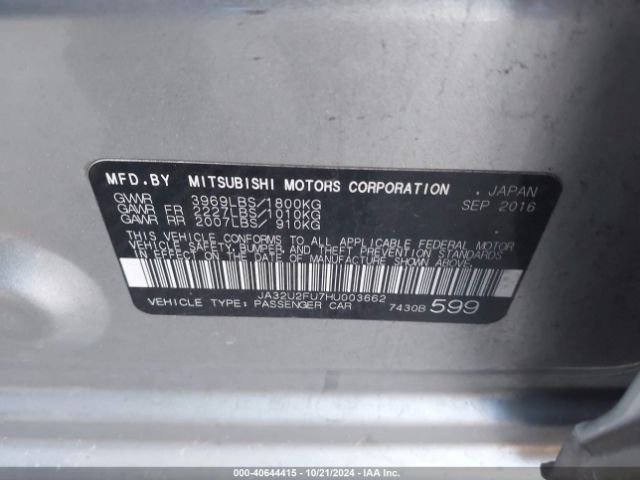 JA32U2FU7HU003662 Mitsubishi Lancer Es/le