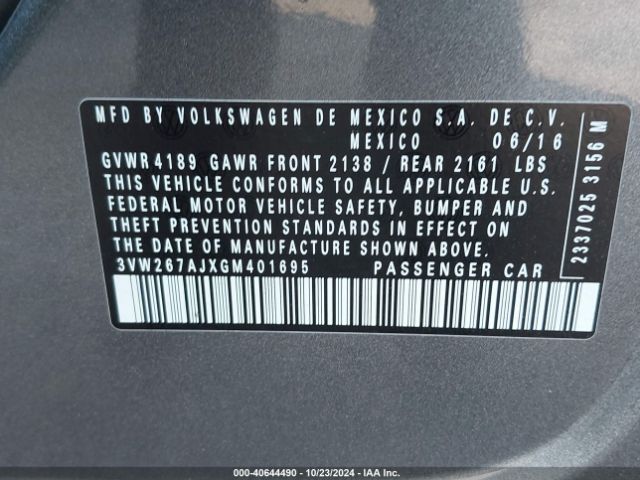3VW267AJXGM401695 Volkswagen Jetta 1.4t S