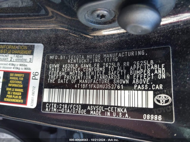 Toyota CAMRY LE 2017 4T1BF1FK0HU352761 Image 9