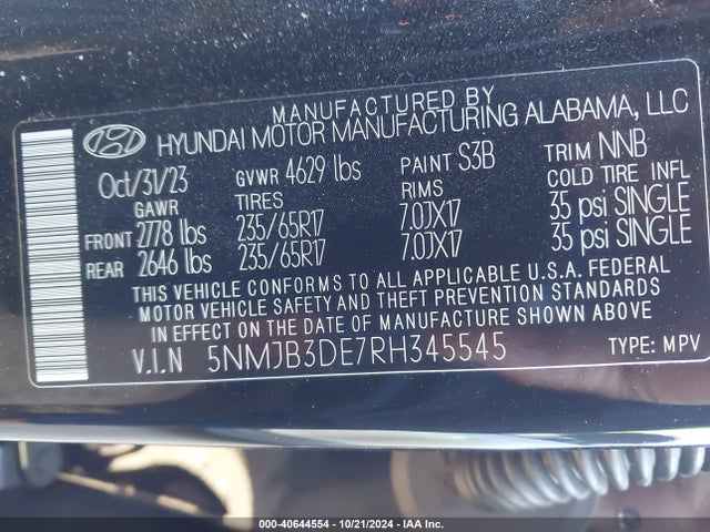 Hyundai TUCSON SEL 2024 5NMJB3DE7RH345545 Image 9