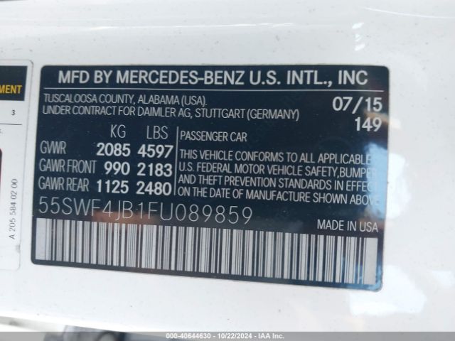 55SWF4JB1FU089859 Mercedes-Benz C 300 Luxury/sport