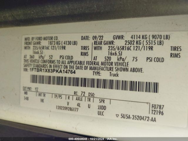 1FTBR1X83PKA14764 Ford Transit-250 Cargo Van