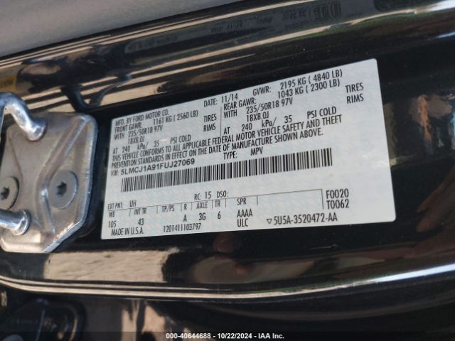 5LMCJ1A91FUJ27069 Lincoln MKC