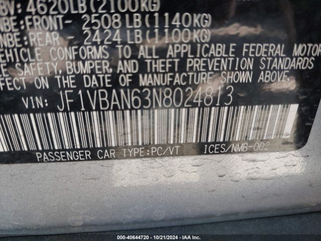 JF1VBAN63N8024813 Subaru Wrx Limited