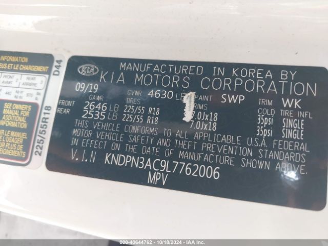 KNDPN3AC9L7762006 KIA Sportage Ex