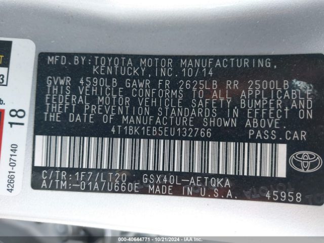 4T1BK1EB5EU132766 Toyota Avalon Xle Touring