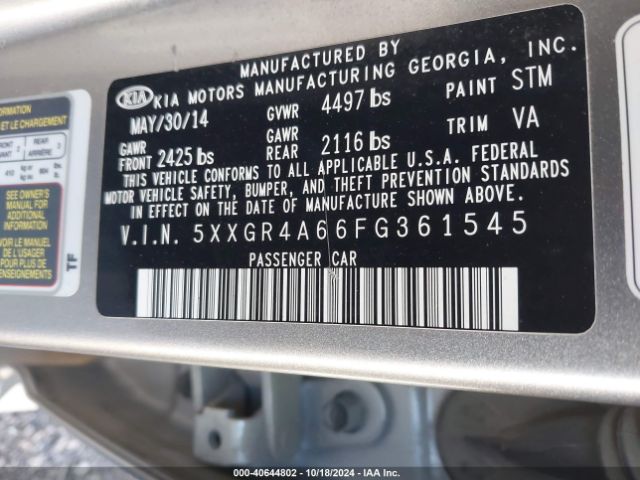 5XXGR4A66FG361545 KIA Optima Sx Turbo
