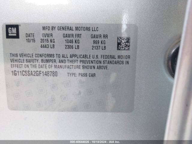 1G11C5SA2GF148780 Chevrolet Malibu Limited Lt