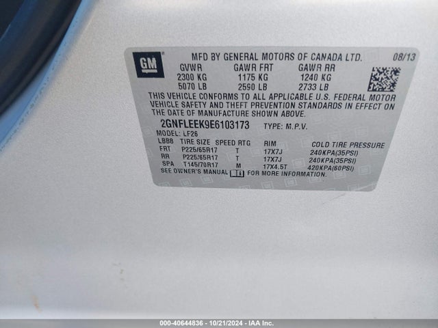 Chevrolet EQUINOX LS 2014 2GNFLEEK9E6103173 Image 9