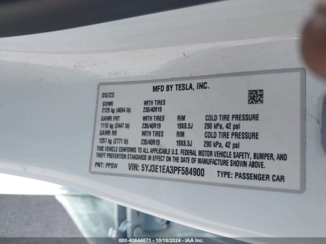 5YJ3E1EA3PF584900 Tesla Model 3 Rear-wheel Drive