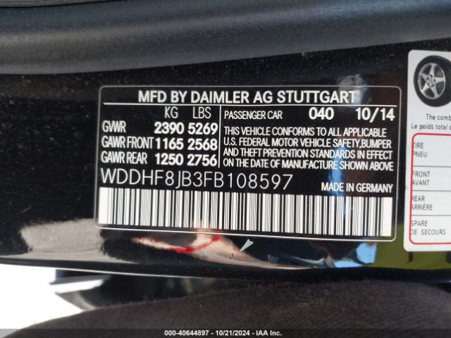 WDDHF8JB3FB108597 Mercedes-Benz E 350 4matic