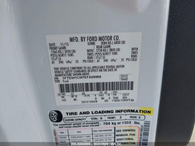 1FTEW1CM7EFA09968 Ford F-150 Xlt