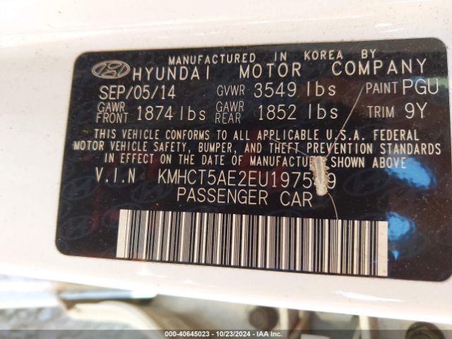 KMHCT5AE2EU197549 Hyundai ACCENT GS