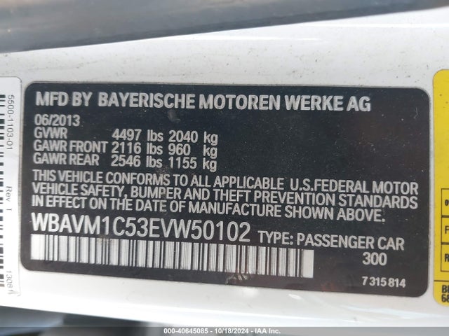 WBAVM1C53EVW50102 BMW X1 Sdrive28i