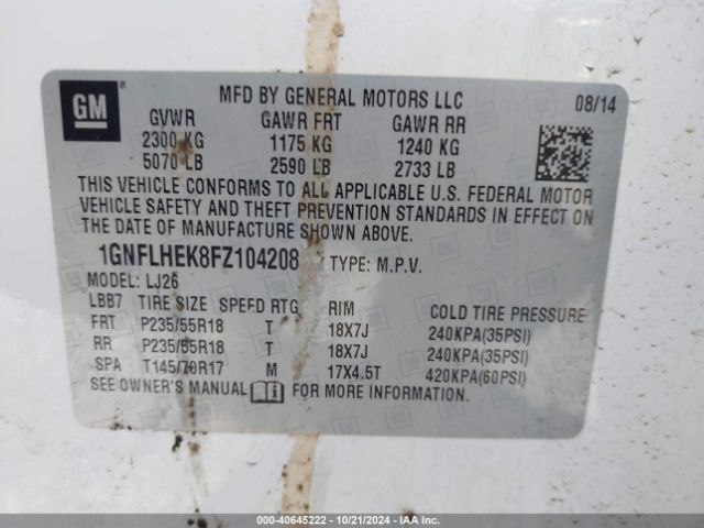 1GNFLHEK8FZ104208 Chevrolet Equinox Ltz