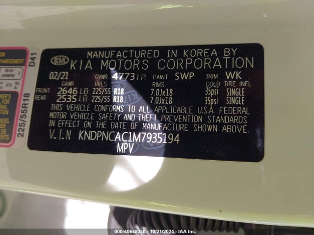 KIA Sportage Ex 2021 KNDPNCAC1M7935194 Image 9
