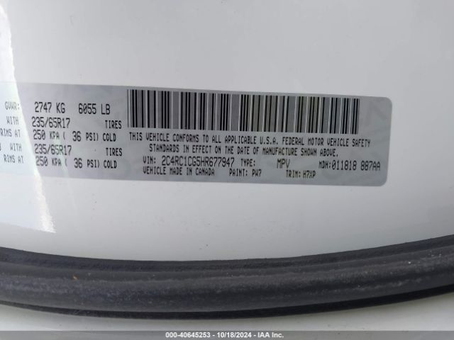 2C4RC1CG5HR677947 Chrysler Pacifica Lx