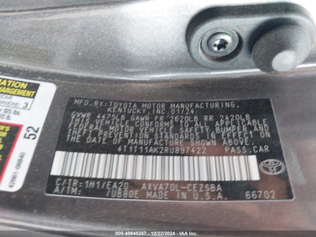 Toyota CAMRY SE 2024 4T1T11AK2RU897422 Image 9