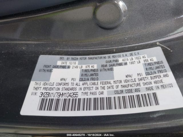 3MZBN1V79HM104255 Mazda Mazda3 Touring