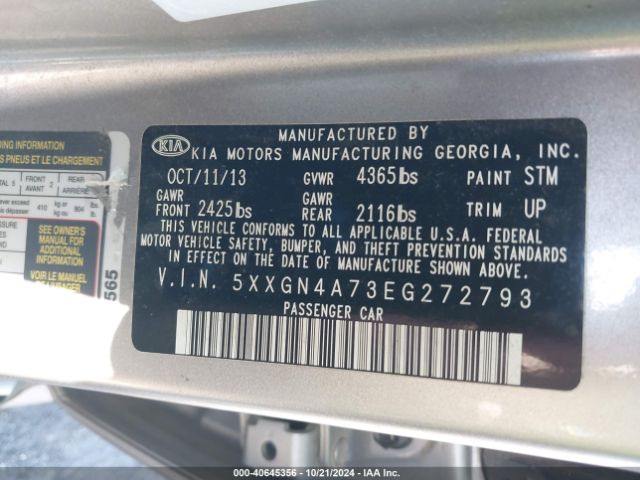 5XXGN4A73EG272793 KIA OPTIMA EX