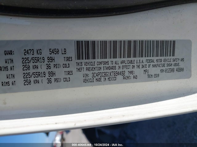 Dodge JOURNEY SE 2019 3C4PDCBG1KT694492 Image 9