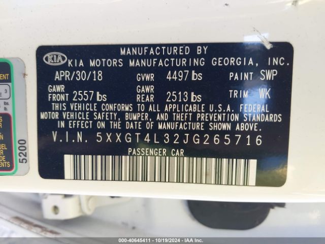 2018 KIA OPTIMA 5XXGT4L32JG265716 Photo 8