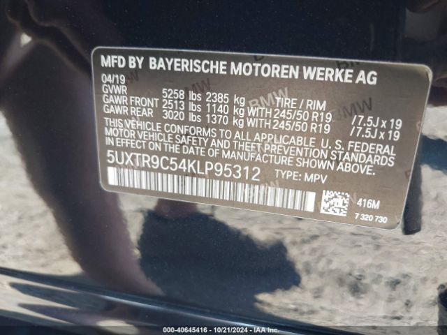 5UXTR9C54KLP95312 BMW X3 Xdrive30i