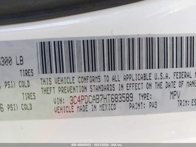 Dodge JOURNEY SE 2017 3C4PDCAB7HT683589 Image 9