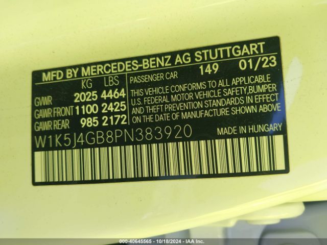 W1K5J4GB8PN383920 Mercedes-Benz Cla 250 Coupe