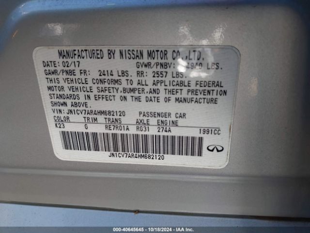 JN1CV7AR4HM682120 Infiniti Q50 2.0t Base