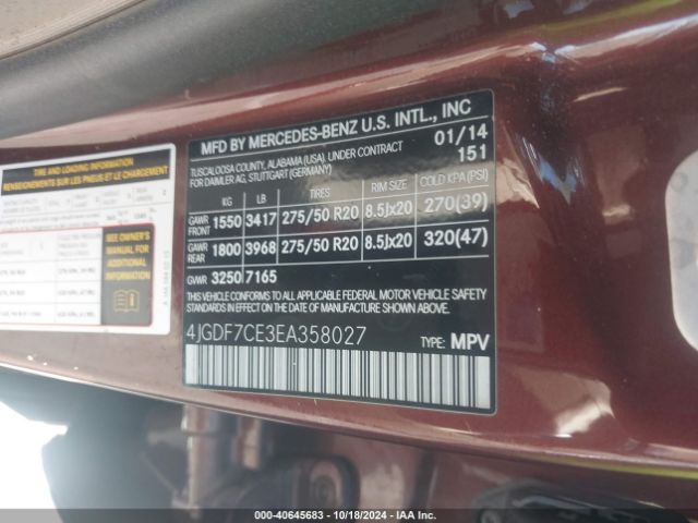 4JGDF7CE3EA358027 Mercedes-Benz Gl 450 4matic