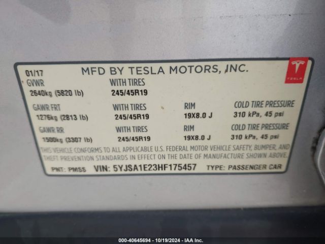 5YJSA1E23HF175457 Tesla Model S 100d/60d/75d/90d/p100d