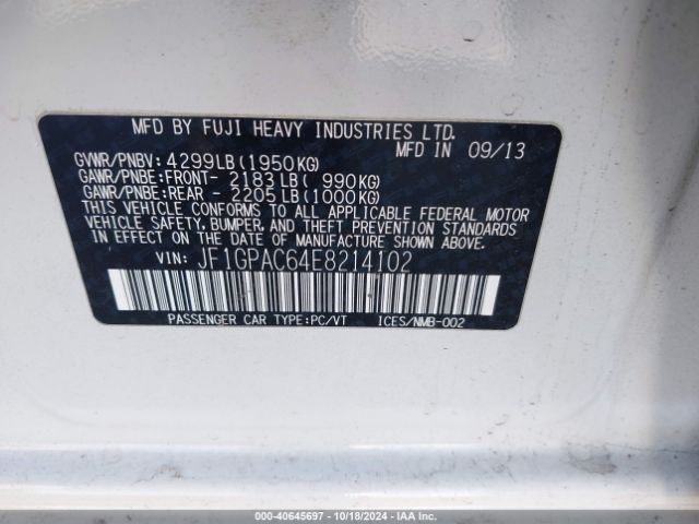 JF1GPAC64E8214102 Subaru Impreza 2.0i Premium