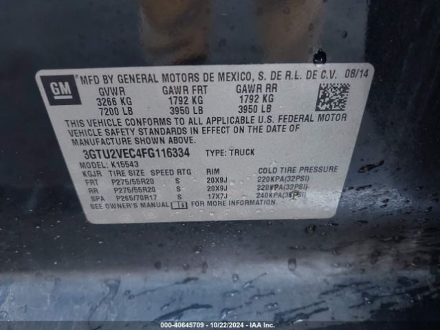 3GTU2VEC4FG116334 GMC Sierra 1500 Slt