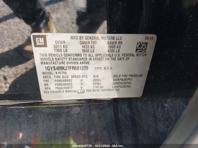 1GYS4MKJ7FR661209 Cadillac Escalade Luxury