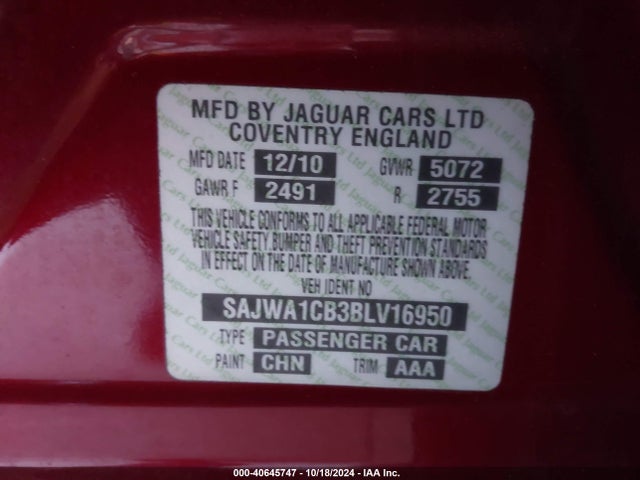 2011 JAGUAR XJ SAJWA1CB3BLV16950 Photo 8