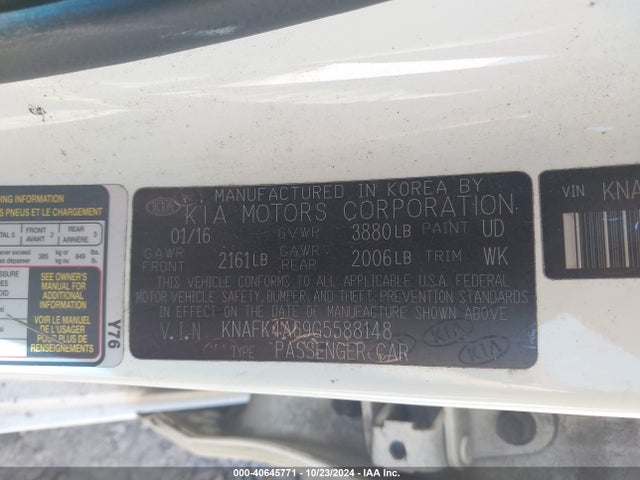 KIA FORTE LX 2016 KNAFK4A69G5588148 Image 9