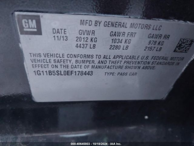 1G11B5SL0EF178443 Chevrolet Malibu 1ls