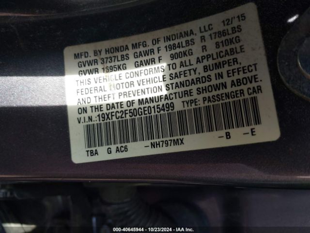 19XFC2F50GE015499 Honda Civic Lx
