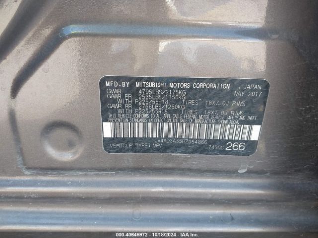 JA4AD3A35HZ054866 Mitsubishi Outlander Se/sel