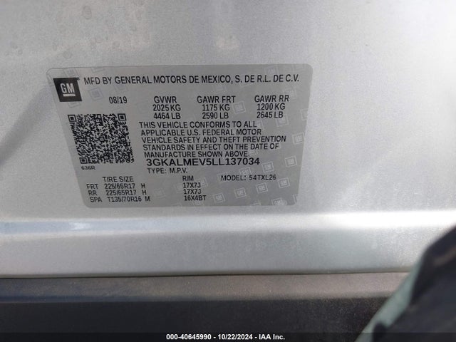 3GKALMEV5LL137034 GMC Terrain Fwd Sle