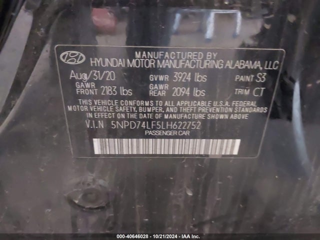 Hyundai ELANTRA SE 2020 5NPD74LF5LH622752 Image 9