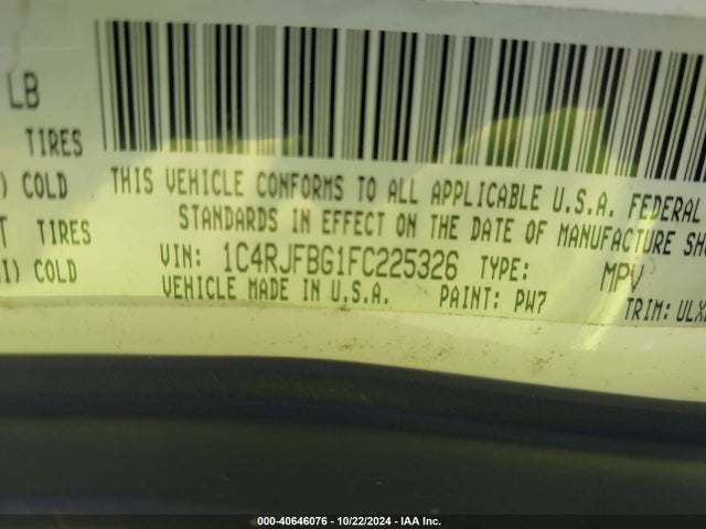 Jeep Grand Cherokee Limited 2015 1C4RJFBG1FC225326 Image 9
