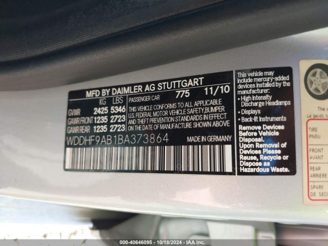 2011 MERCEDES-BENZ E 550 WDDHF9AB1BA373864 Photo 8