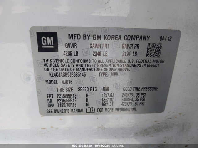 KL4CJASB9JB685145 Buick Encore Preferred