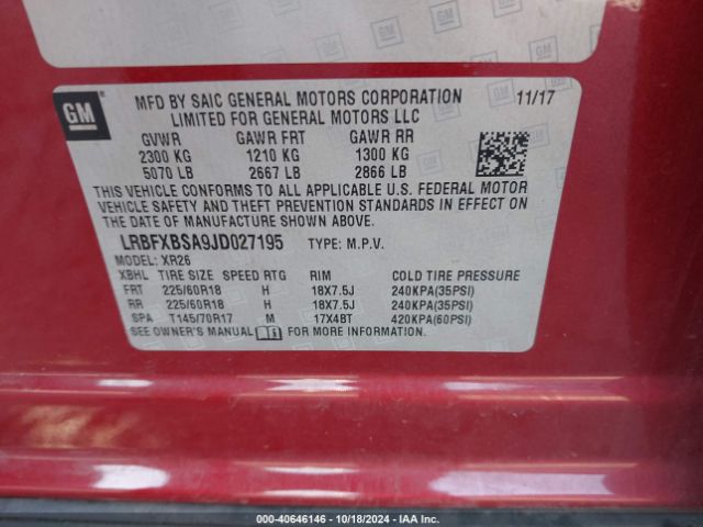 LRBFXBSA9JD027195 Buick Envision Preferred