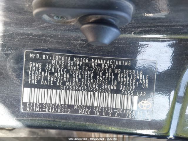 5YFBURHE5HP668508 Toyota COROLLA LE