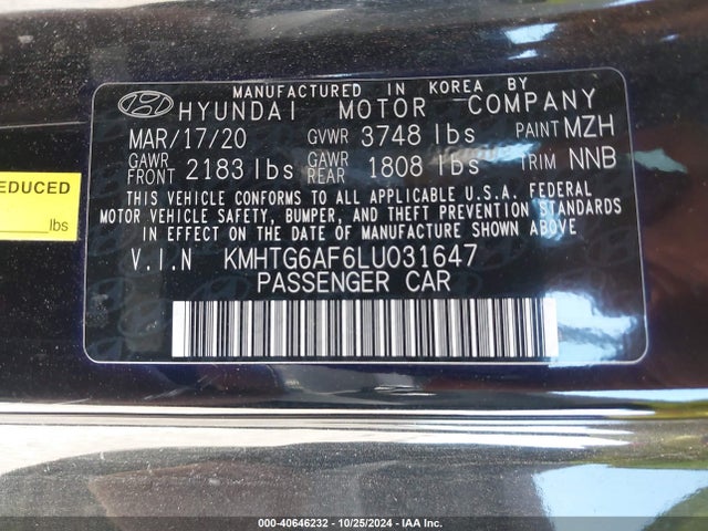 Hyundai Veloster 2.0 2020 KMHTG6AF6LU031647 Image 9