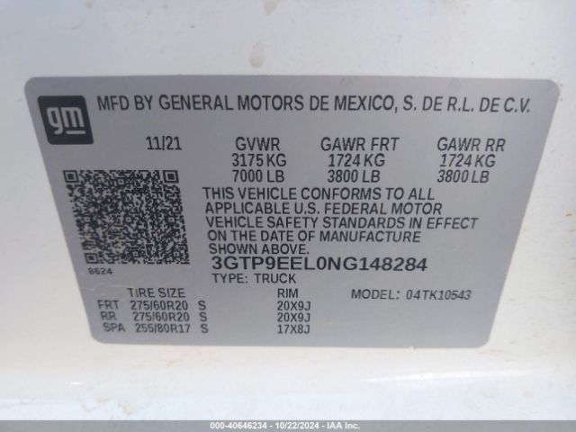 3GTP9EEL0NG148284 GMC Sierra 1500 Limited 4wd  Short Box At4
